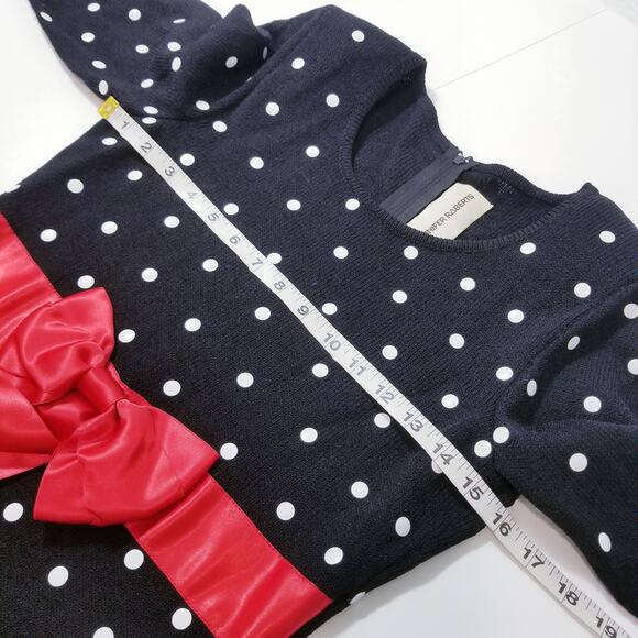 Jennifer Roberts Knit Polka Dots with Red Ribbon Belt - Picture 4 of 14
